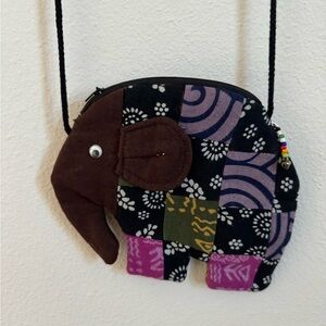 Vintage 90s Patchwork boho elephant crossbody mini purse